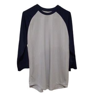 Sport-Tek Navy Gray 3/4 Sleeve Colorblock Baseball T-Shirt Men’s Size Large